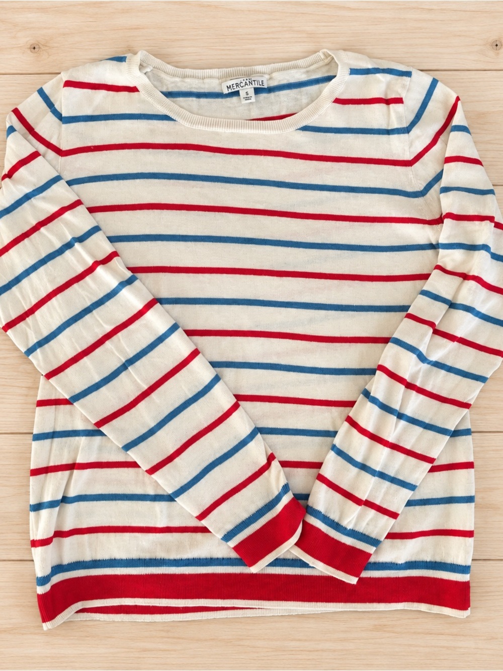 Classic J.Crew Mercantile Cotton Striped Sweater Red Blue Cream S